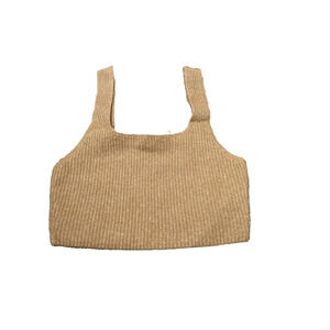 Everlane Womens S The Cozy Stretch Tank Cropped Wool Blend Fuzzy Knit Camel NWT